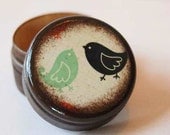 Black and Teal Love Birds  Pill Box