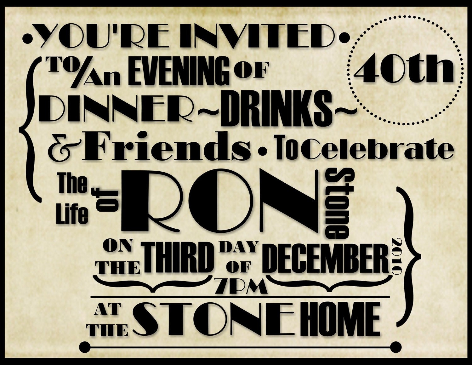 30th,40th,50th,60th,70th,80th,90th Birthday Digital Invitation