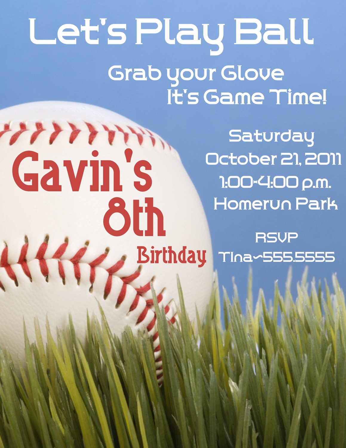 Outdoor Baseball Digital Birthday Invitation