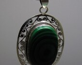 Handmade Artisan 925 Sterling Silver Handcrafted Gemstone Jewelry Malachite Green Unique Bridal Anniversary Moon Necklace