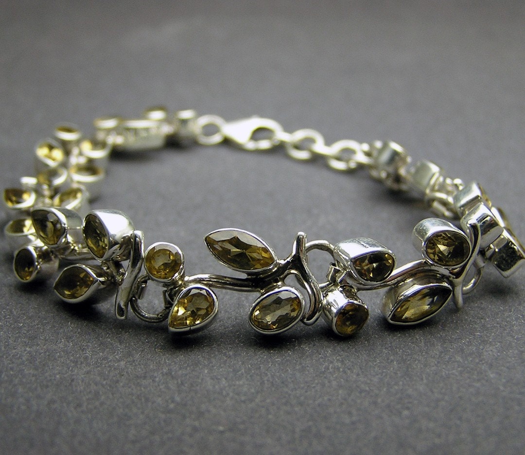 Royal Princess Citrine  Yellow Artisan Handmade Bridal Bridesmaid Wedding  Gift Handcrafted  925 sterling  silver Unique  Bracelet Jewelry
