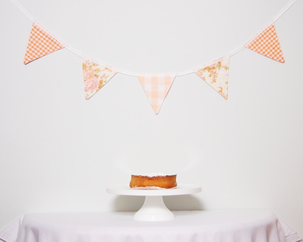 Bunting Peach Apricot LAST ONE Good Will Bunting Peaches and Cream Vintage Fabric