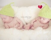 Baby boy girl knit hats Two peas in a pod, 1st Christmas cotton  twins gift, 0-3 M baby shower gift  Black Friday  Cyber Monday