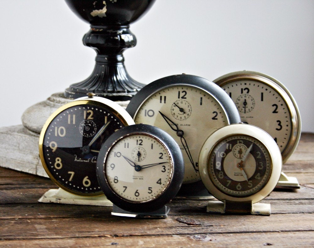 Lot of 5 Vintage Alarm Clocks