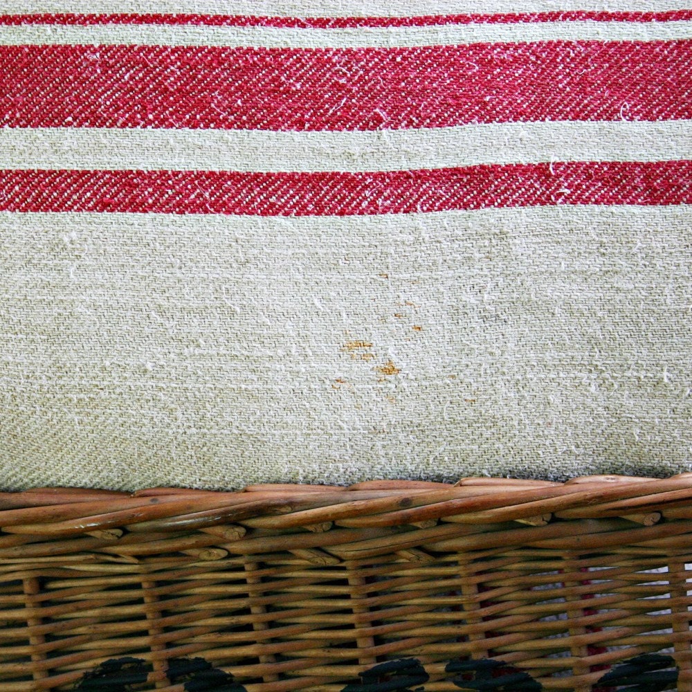 Pair of Pillows from Antique European Grain Sack