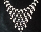 Sterling Silver and Pearl Bib Necklace