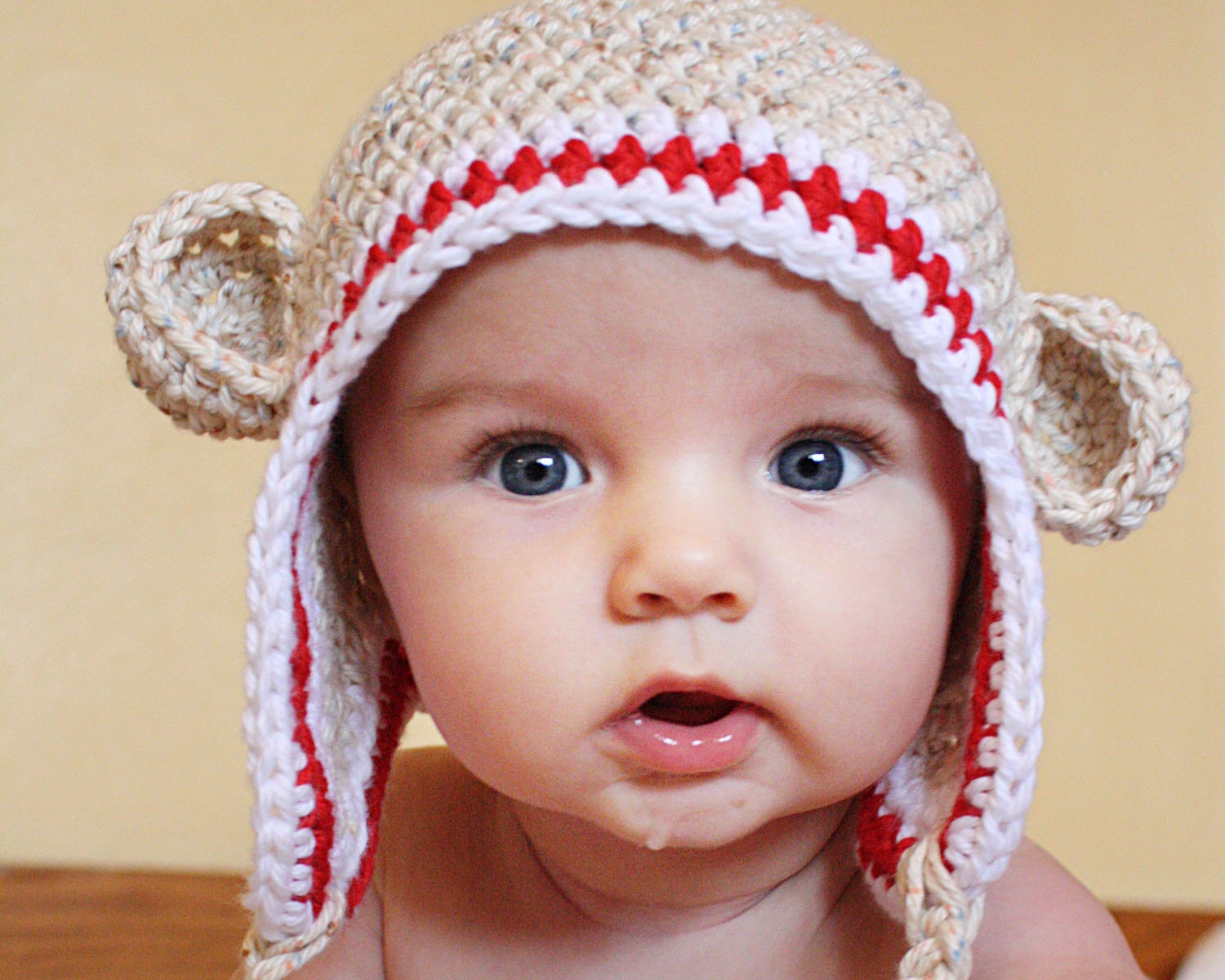 Sock Monkey Hat - Choose size 0-3 Months, 3-6 Months, 6-12 Months