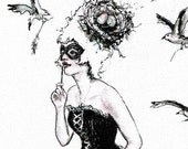IMPETUS--signed Print of an Original Ink and Acrylic Painting--PalePreoccupation