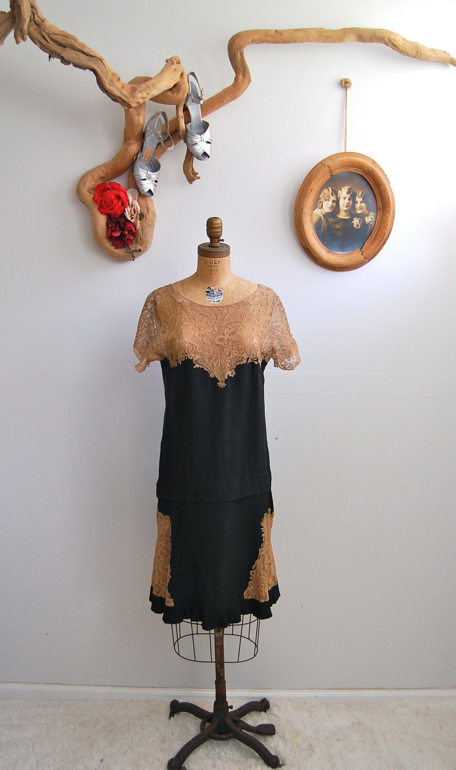 Vintage 1920s Dress - 20s Lace Flapper - The Sigrid