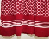 Red Printed Shirtdress Pleated Belted Hipster Vintage Retro 70s Cranberry and White Urban Darling