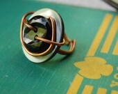 cocktail ring in black, grey and copper, adjustable