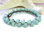 Amazonite crochet bracelet - Bubbly -  Bohemian crochet jewelry, stackable bracelet, sky blue, baby blue, beachy, boho, dainty, summer chic