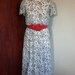 Vintage 80s Swing Black and White Floral Puffed Flutter Sleeve Day Dress Small/Medium