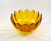 Blenko Petal Floriform Bowl in Gold Designed by Wayne Husted 6143