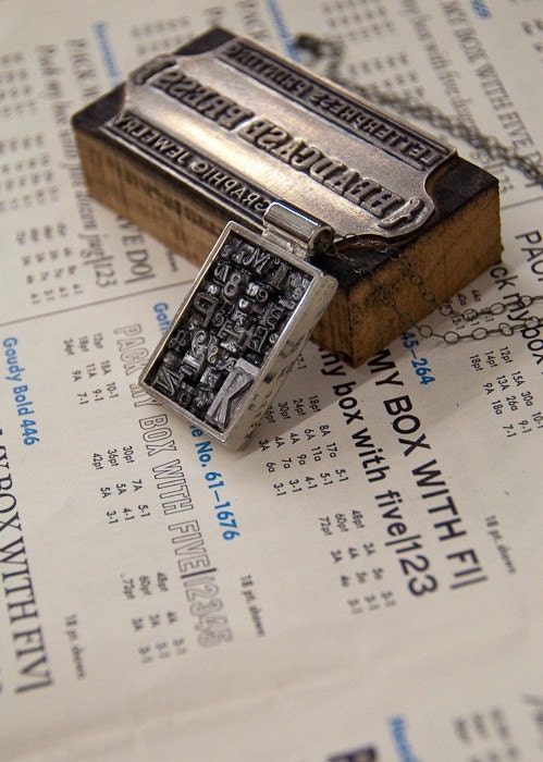 Large Rectange Letterpress Type Pendant