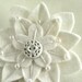 White on White Felt Flower Pin with Vintage White Button and Pearls and Hand Embroidery
