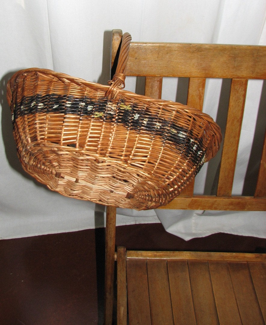 vintage hand painted POLKA DOT flower basket