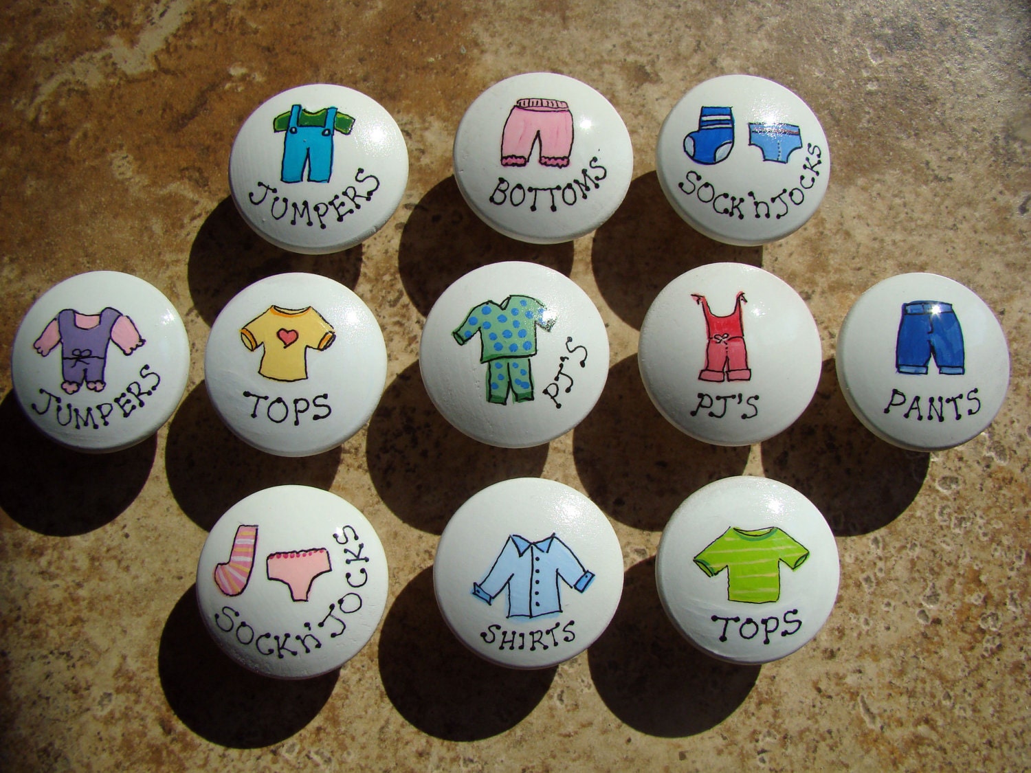12 Custom Kids' Hand-painted Knobs/ Drawer Pulls