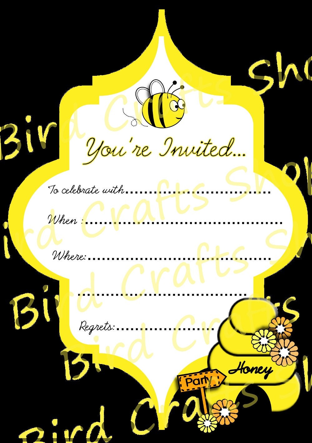 Honey Bee Printable Party Supplies and Fill-In Party Invite - Honey Bee Party Collection
