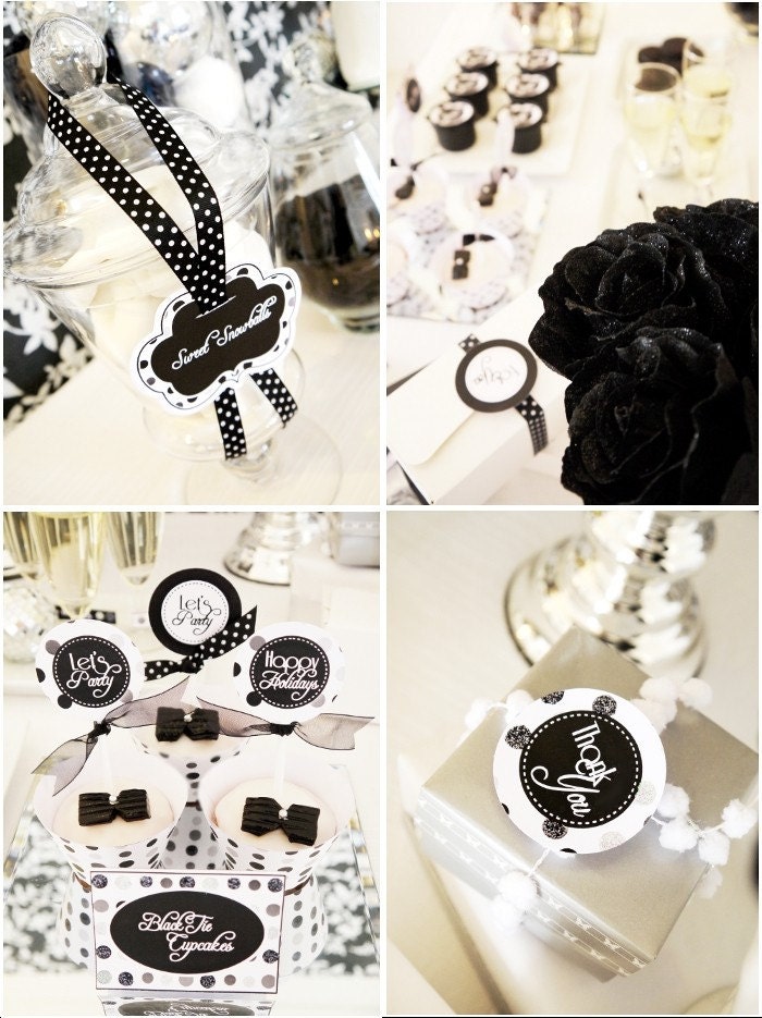 HALF PRICE - NEW Glitter and Snow  Holiday Collection - Printable Party with Customizable Templates