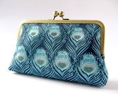 Art Nouveau Peacock feather clutch purse in Liberty of London print