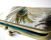Gray Silver Silk Embroidered Peacock Clutch Purse, Evening Clutch, Bridesmaid clutch, Weddings bride formal clutch purse