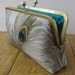 Gray Silver Silk Embroidered Peacock Clutch Purse, Evening Clutch, Bridesmaid clutch, Weddings bride formal clutch purse