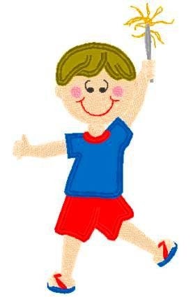 Boutique Machine Applique Embroidery  design (America Sparkler Boy) JULY 4th