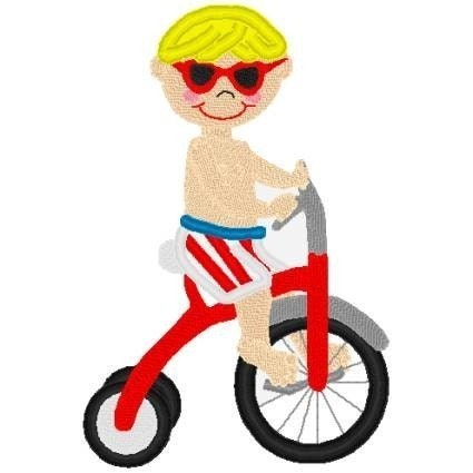 Boutique Machine Applique Embroidery  design (BEACH BIKE BOY) Bella Marie Boutique