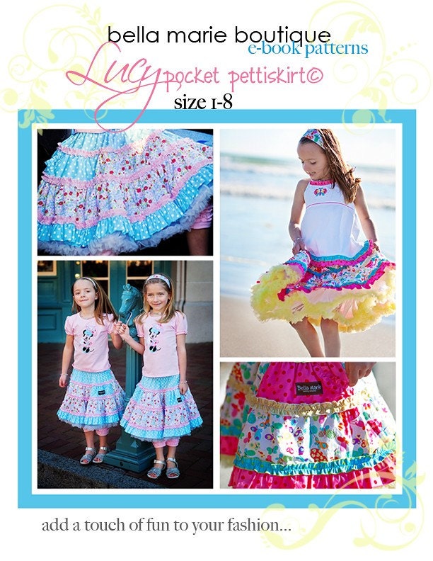 Lucy pocket pettiskirt twirl skirt eBook pattern- BELLA MARIE BOUTIQUE