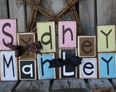 6 piece Personalized Name Wood Block Set . . . great for wedding home decor primitive gift personalized wood sign
