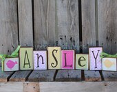 Personalized Name Wood Block Set . . . great for wedding home decor primitive gift boy girl family personalized wood sign