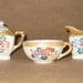Vintage Child's Tea Set Creamer Sugar Tea Cup Miniature Porcelain Peach Lusterware Made in Japan