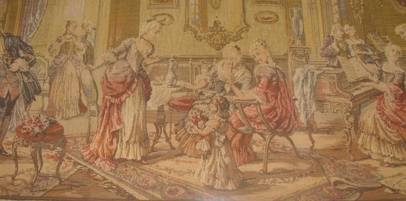 Antique Belgian French tapestry romantic Victorian home decor decorating