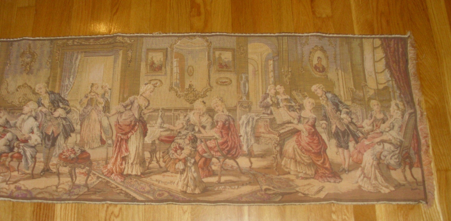 Antique Belgian French tapestry romantic Victorian home decor decorating