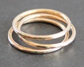 Set of 3 - 14K Gold Filled Stacking Rings - Hammered Bands