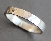 Hammered Sterling Silver Ring - 3mm Wide Band  - Unisex