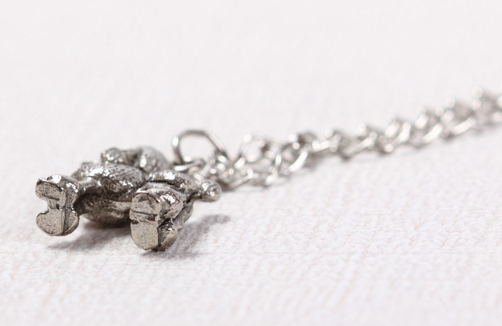 Poodle Dog Charm Necklace in Silver