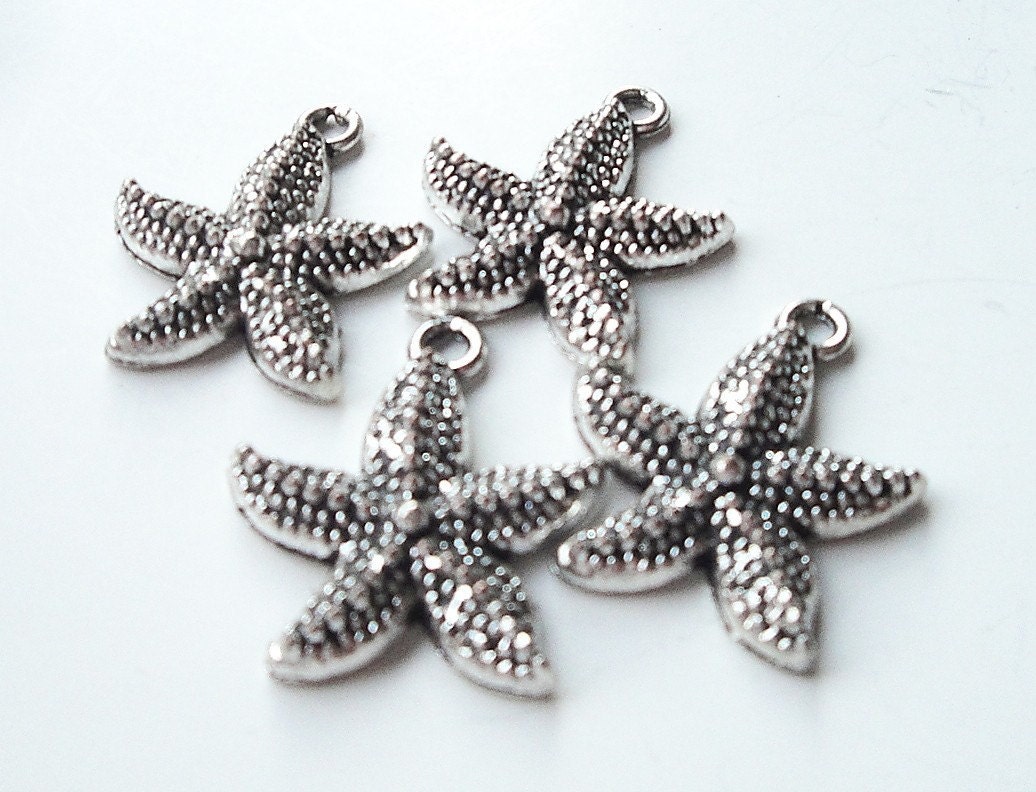 Starfish Antique Silver Charms (6) Pieces// Under The Sea