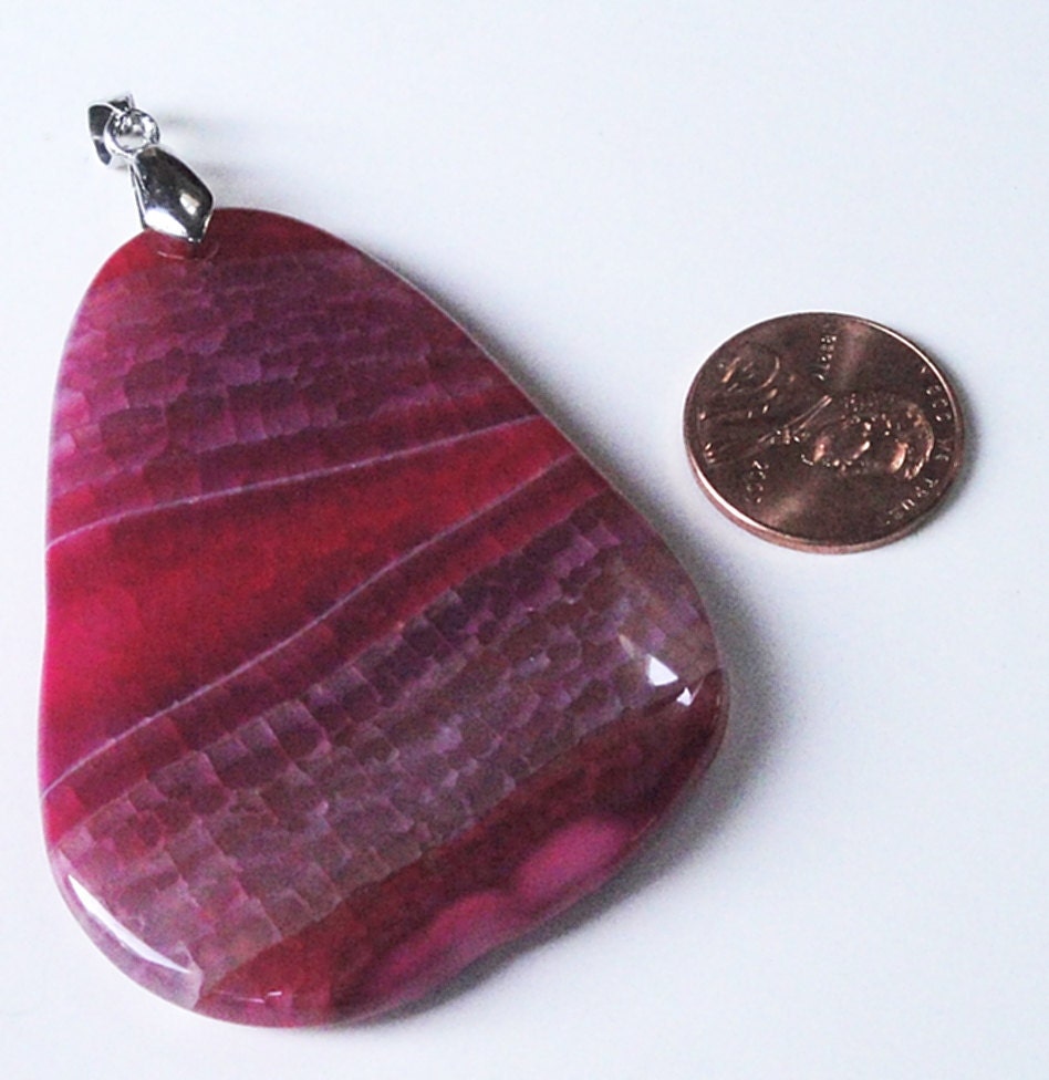On Sale Pink Necklace, Large Pink Rhodochrosite Pendant Necklace/ Rhodochrosite Pink drilled On Top Bail Necklace
