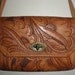 Bohemian Debutant Hand Tooled Floral Design Leather Purse with Adjustable Strap