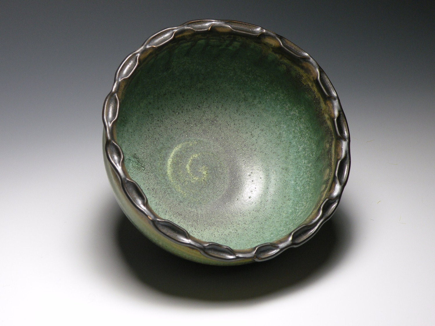 Handmade Pinched Rim Green Bowl