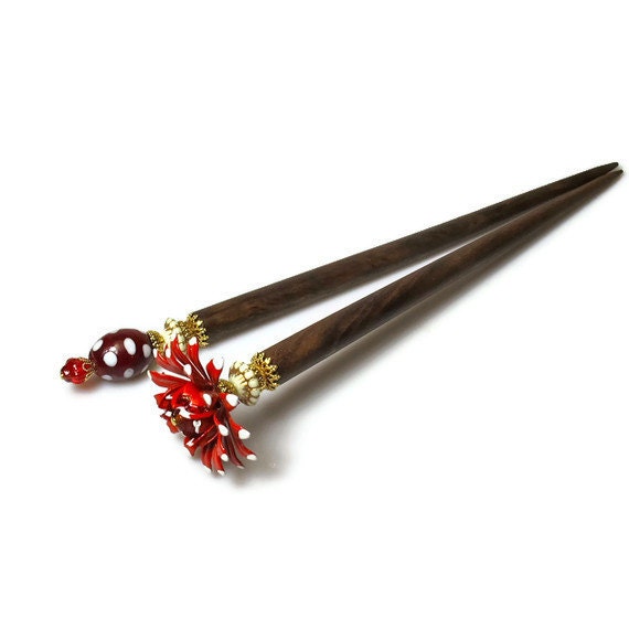 Hairsticks, Red Flower Hair Accessories