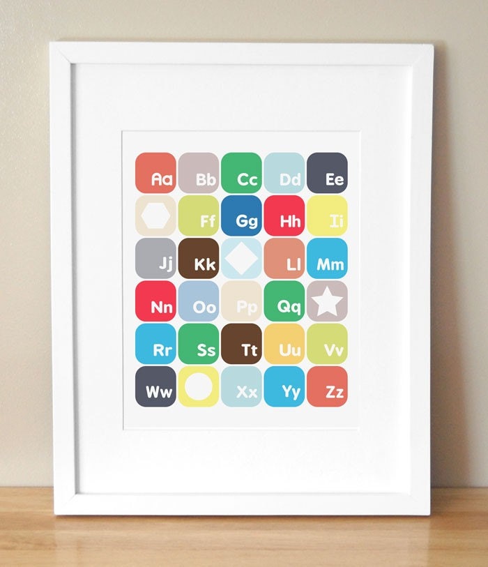 Alphabet Nursery Art - 'Now I Know My ABC's' 8x10 Alphabet Print in 'Oh Boy'