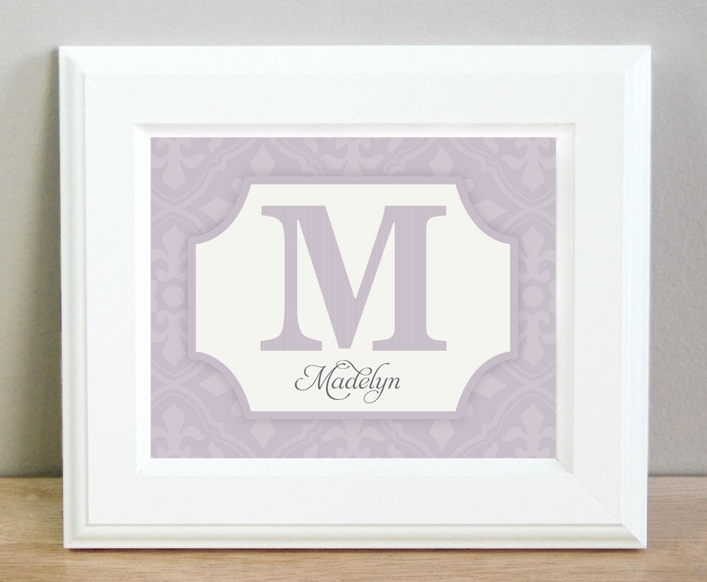 Nursery Art - Custom Color Monogram 5x7