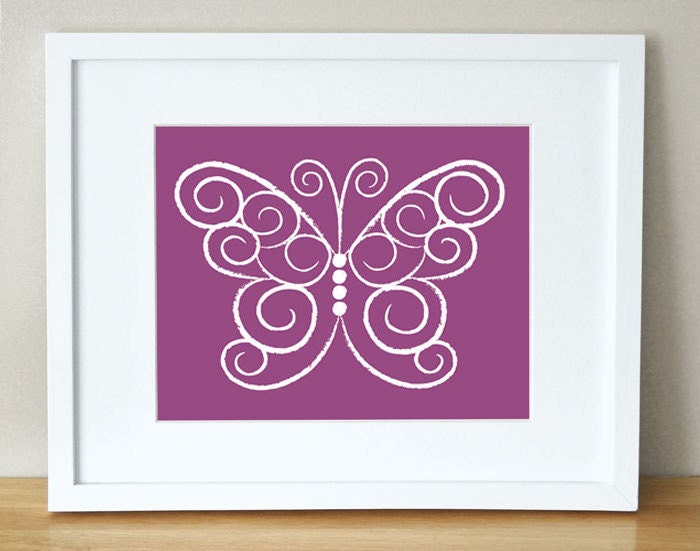 Nursery Art Print 8x10 - CUSTOM COLOR - 'Butterfly II'