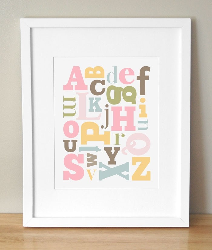 Alphabet Nursery Art - 'Alphabet Soup' 8x10 Print - Girl