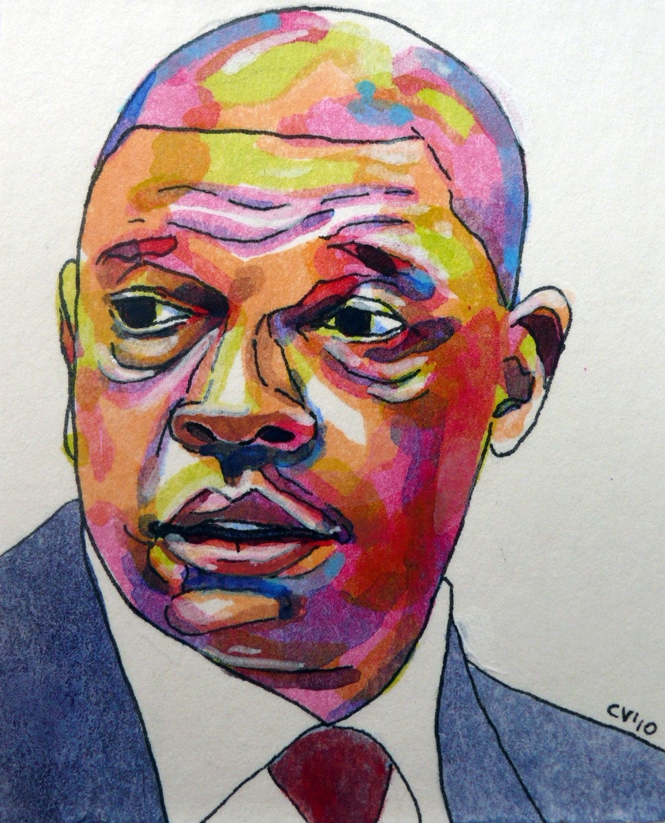 Boston Celtics Coach Doc Rivers Original Miniature Painting 6 x 4 inches by Catalina