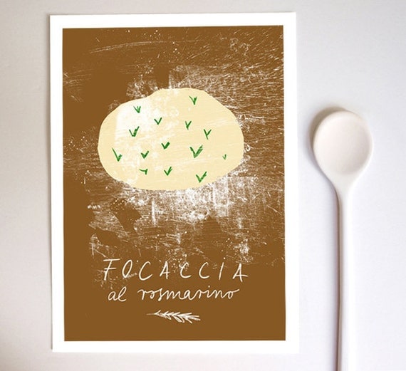 Focaccia with rosemary - Italian print - high quality fine art print A4