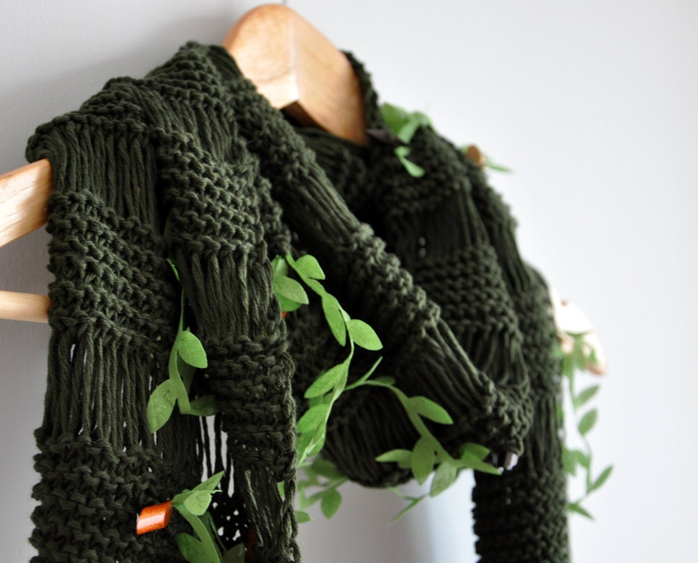 Olive Green Woodland Scarf Eco Friendly Cowl earth tones